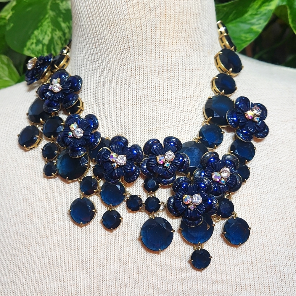 J. Crew Midnight Floral Statement Bib Necklace